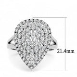 3W1436 - Rhodium Brass Ring with AAA Grade CZ  in Clear - Alamode