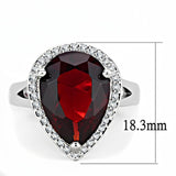 3W1438 - Rhodium Brass Ring with Synthetic Synthetic Glass in Siam - Alamode
