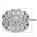 3W1439 - Rhodium Brass Ring with AAA Grade CZ  in Clear - Alamode