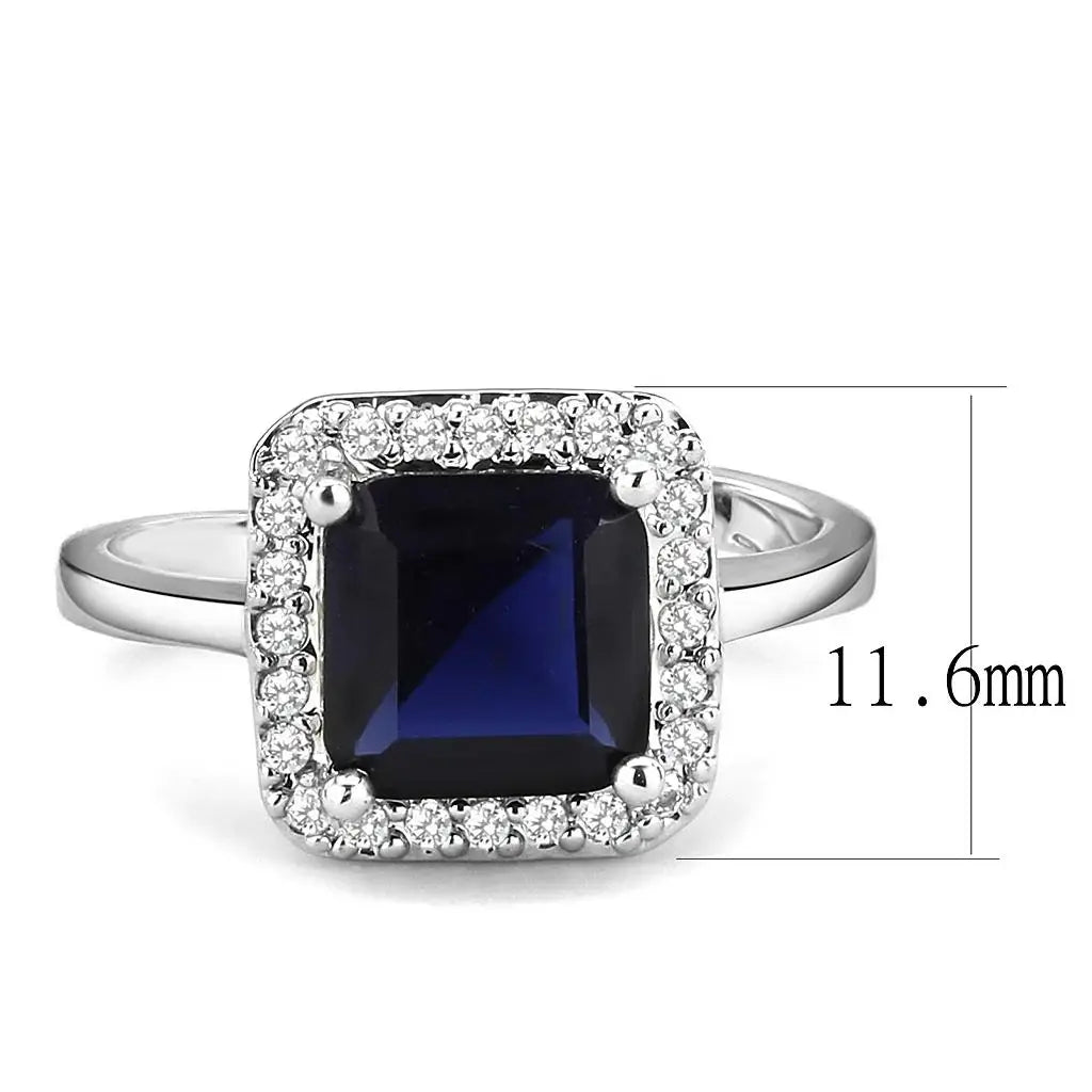 3W143 - Rhodium Brass Ring with Synthetic Synthetic Glass in Montana - Alamode - Flyclothing LLC