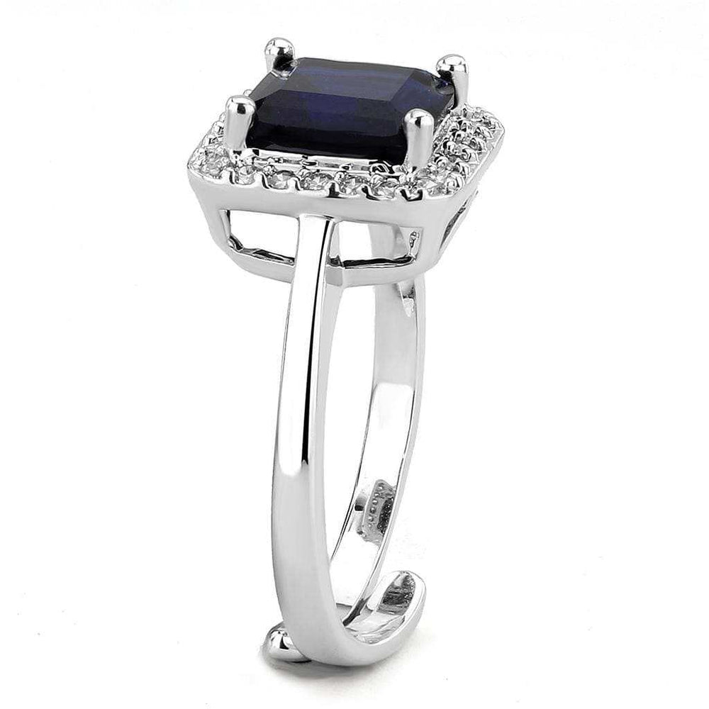 3W143 - Rhodium Brass Ring with Synthetic Synthetic Glass in Montana - Alamode - Flyclothing LLC