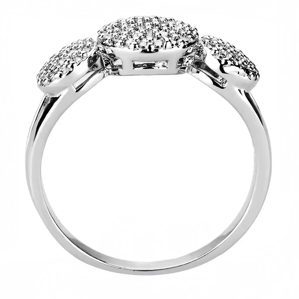 3W1440 - Rhodium Brass Ring with AAA Grade CZ in Clear - Alamode - Flyclothing LLC