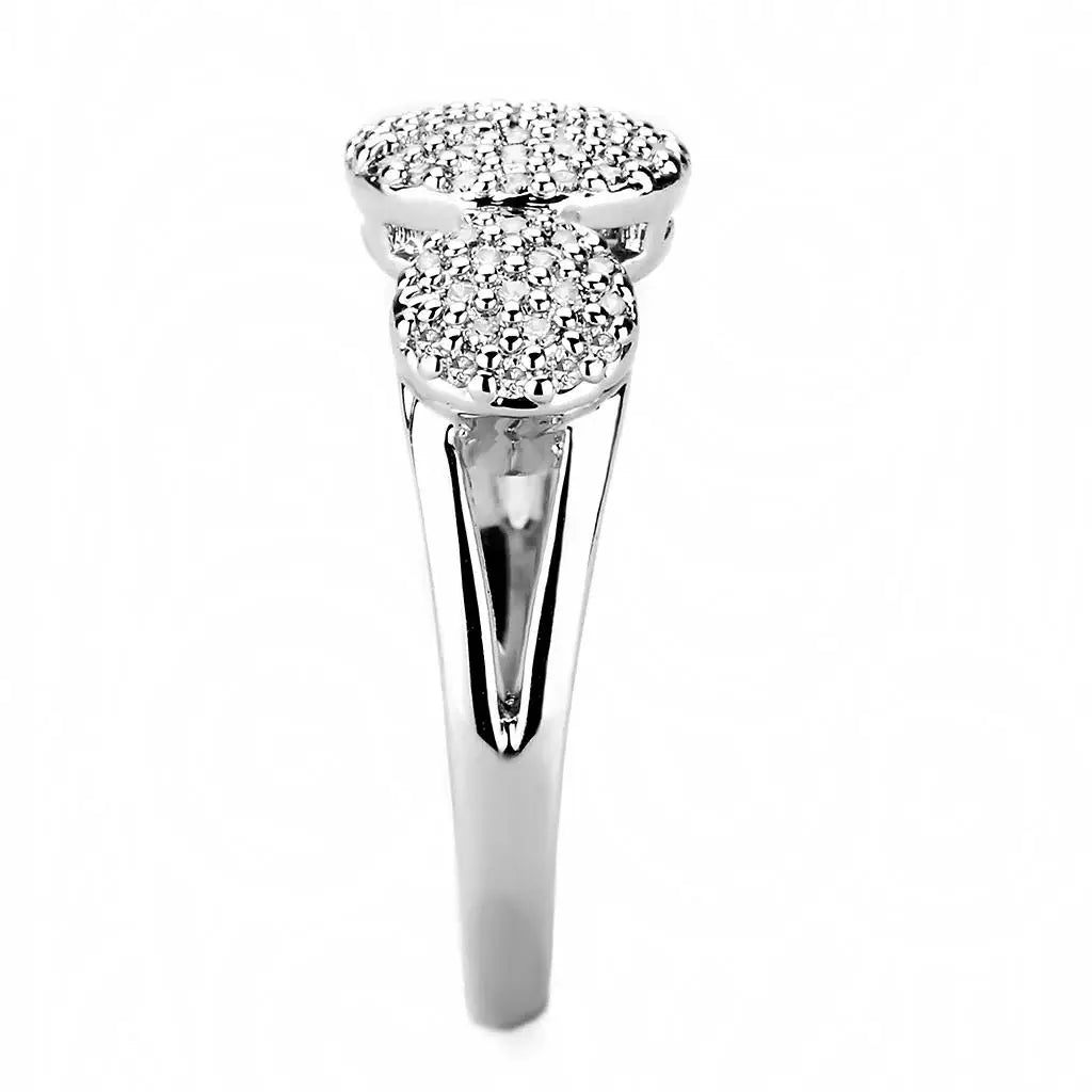 3W1440 - Rhodium Brass Ring with AAA Grade CZ in Clear - Alamode - Flyclothing LLC