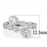 3W1441 - Rhodium Brass Ring with AAA Grade CZ  in Clear - Alamode
