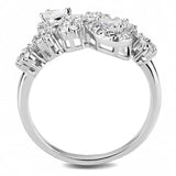 3W1441 - Rhodium Brass Ring with AAA Grade CZ  in Clear - Alamode