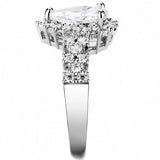 3W1442 - Rhodium Brass Ring with AAA Grade CZ in Clear - Alamode - Flyclothing LLC