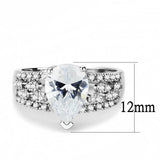 3W1444 - Rhodium Brass Ring with AAA Grade CZ in Clear - Alamode - Flyclothing LLC