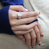 3W1444 - Rhodium Brass Ring with AAA Grade CZ in Clear - Alamode - Flyclothing LLC