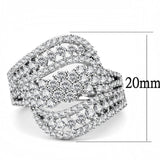 3W1445 - Rhodium Brass Ring with AAA Grade CZ  in Clear - Alamode