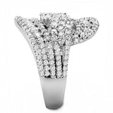 3W1445 - Rhodium Brass Ring with AAA Grade CZ in Clear - Alamode - Flyclothing LLC