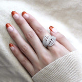 3W1445 - Rhodium Brass Ring with AAA Grade CZ in Clear - Alamode - Flyclothing LLC
