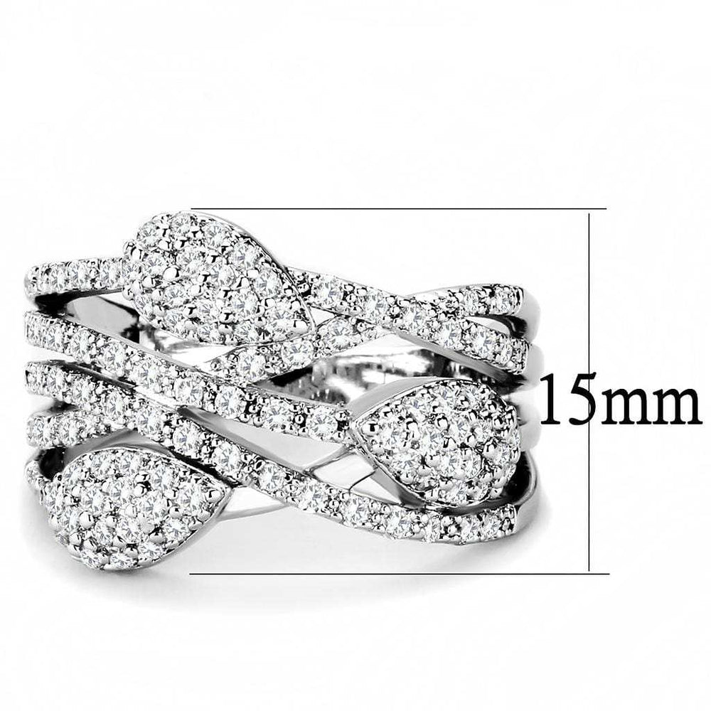 3W1446 - Rhodium Brass Ring with AAA Grade CZ in Clear - Alamode - Flyclothing LLC