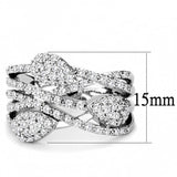 3W1446 - Rhodium Brass Ring with AAA Grade CZ  in Clear - Alamode