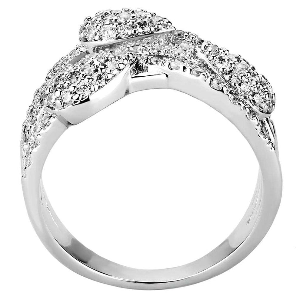 3W1446 - Rhodium Brass Ring with AAA Grade CZ in Clear - Alamode - Flyclothing LLC