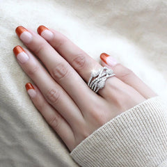 3W1446 - Rhodium Brass Ring with AAA Grade CZ  in Clear