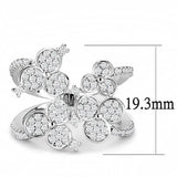 3W1447 - Rhodium Brass Ring with AAA Grade CZ in Clear - Alamode - Flyclothing LLC