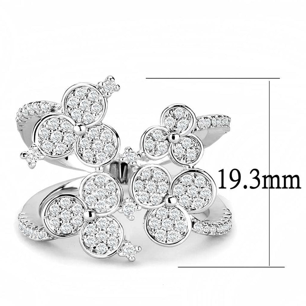3W1447 - Rhodium Brass Ring with AAA Grade CZ in Clear - Alamode - Flyclothing LLC