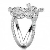 3W1447 - Rhodium Brass Ring with AAA Grade CZ in Clear - Alamode - Flyclothing LLC