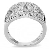 3W1448 - Rhodium Brass Ring with AAA Grade CZ  in Clear - Alamode