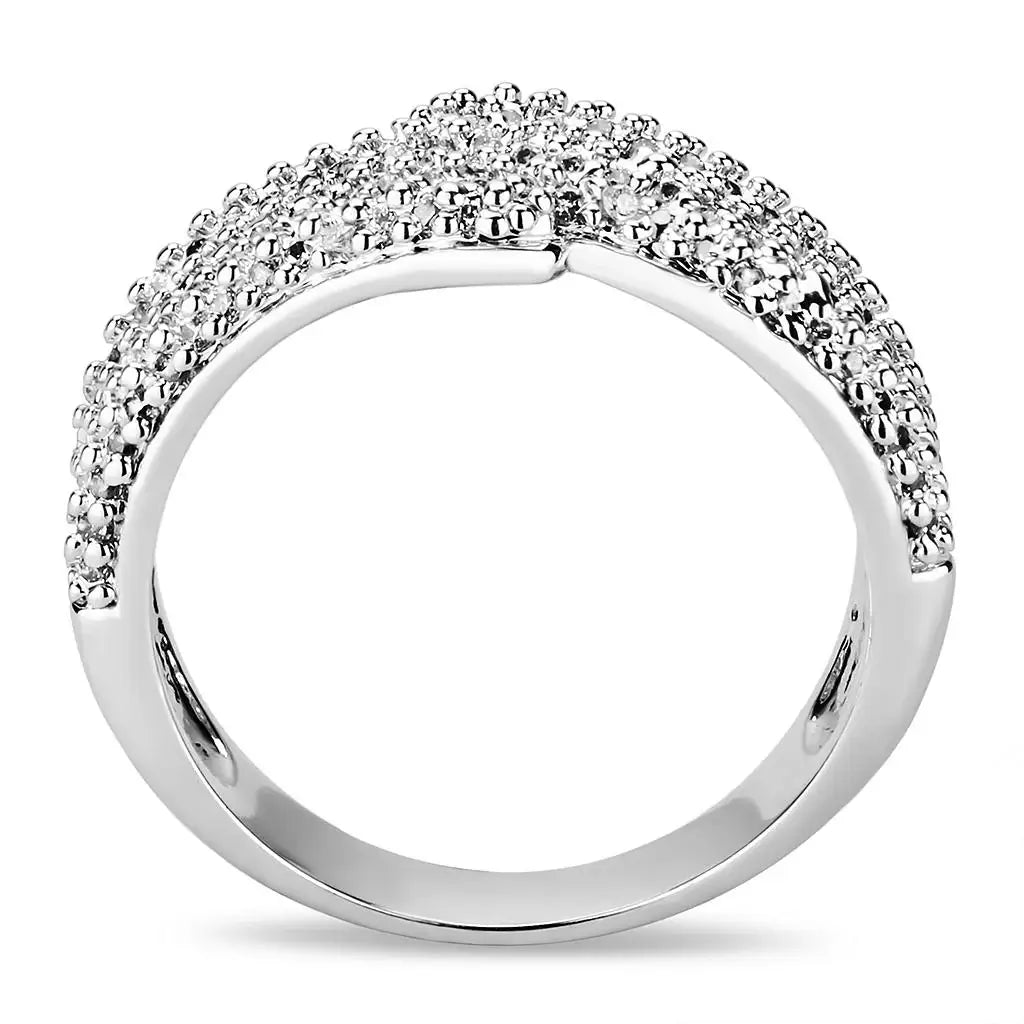 3W1449 - Rhodium Brass Ring with AAA Grade CZ in Clear - Alamode - Flyclothing LLC