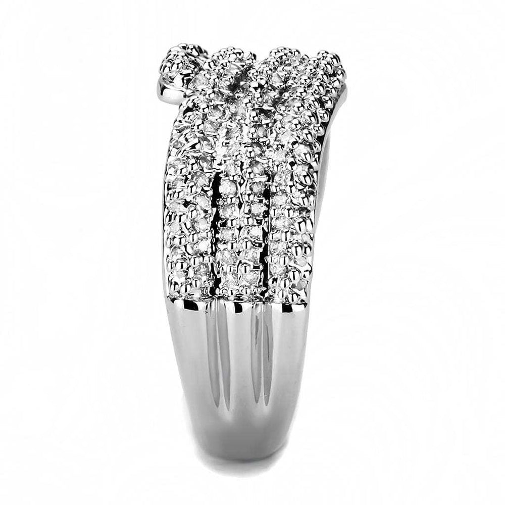 3W1449 - Rhodium Brass Ring with AAA Grade CZ in Clear - Alamode - Flyclothing LLC