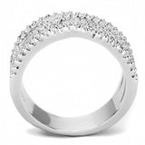 3W1450 - Rhodium Brass Ring with AAA Grade CZ  in Clear - Alamode