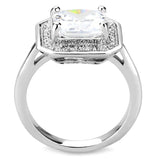 3W1451 - Rhodium Brass Ring with AAA Grade CZ  in Clear - Alamode