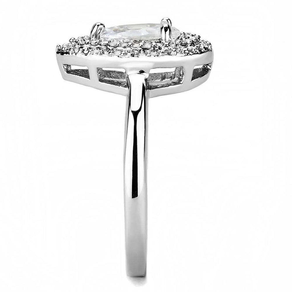 3W1453 - Rhodium Brass Ring with AAA Grade CZ in Clear - Alamode - Flyclothing LLC