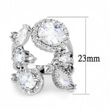 3W1454 - Rhodium Brass Ring with AAA Grade CZ  in Clear - Alamode