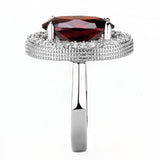 3W1455 - Rhodium Brass Ring with AAA Grade CZ  in Garnet - Alamode