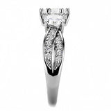 3W1456 - Rhodium Brass Ring with AAA Grade CZ  in Clear - Alamode