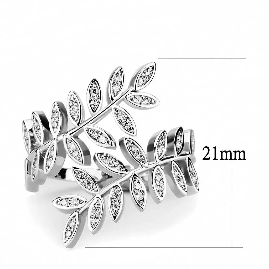 3W1457 - Rhodium Brass Ring with AAA Grade CZ in Clear - Alamode - Flyclothing LLC