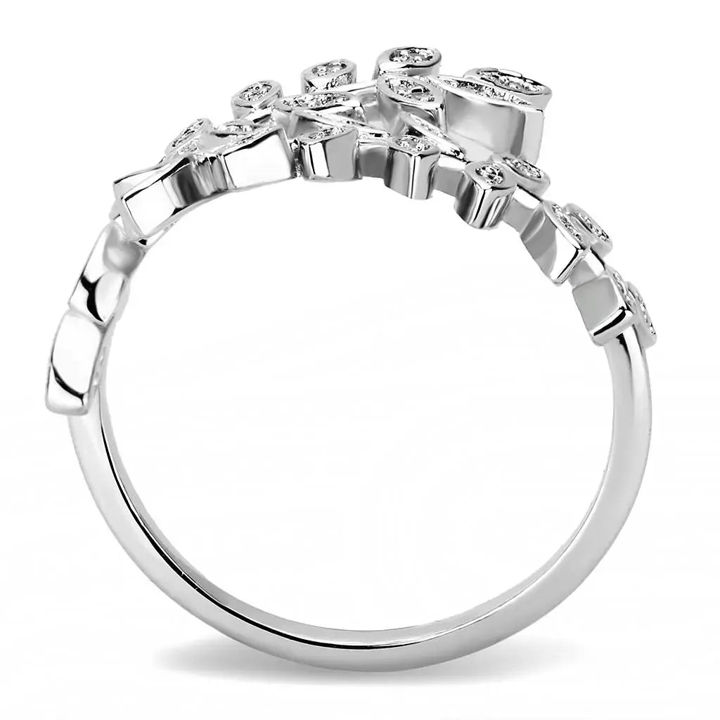 3W1457 - Rhodium Brass Ring with AAA Grade CZ in Clear - Alamode - Flyclothing LLC