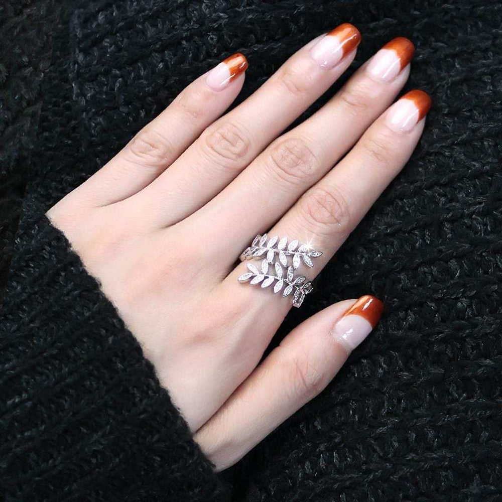 3W1457 - Rhodium Brass Ring with AAA Grade CZ in Clear - Alamode - Flyclothing LLC