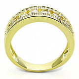 3W1459 - Gold Brass Ring with AAA Grade CZ  in Clear - Alamode