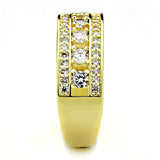 3W1459 - Gold Brass Ring with AAA Grade CZ  in Clear - Alamode