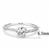 3W1460 - Rhodium Brass Ring with AAA Grade CZ  in Clear - Alamode