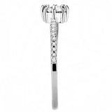 3W1460 - Rhodium Brass Ring with AAA Grade CZ  in Clear - Alamode