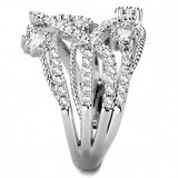 3W1463 - Rhodium Brass Ring with AAA Grade CZ  in Clear - Alamode