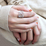 3W1463 - Rhodium Brass Ring with AAA Grade CZ in Clear - Alamode - Flyclothing LLC