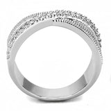 3W1464 - Rhodium Brass Ring with AAA Grade CZ  in Clear - Alamode