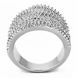 3W1465 - Rhodium Brass Ring with AAA Grade CZ in Clear - Alamode - Flyclothing LLC