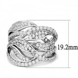 3W1466 - Rhodium Brass Ring with AAA Grade CZ  in Clear - Alamode