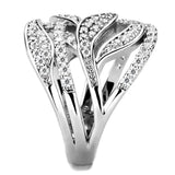 3W1466 - Rhodium Brass Ring with AAA Grade CZ  in Clear - Alamode