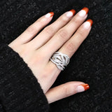 3W1466 - Rhodium Brass Ring with AAA Grade CZ in Clear - Alamode - Flyclothing LLC