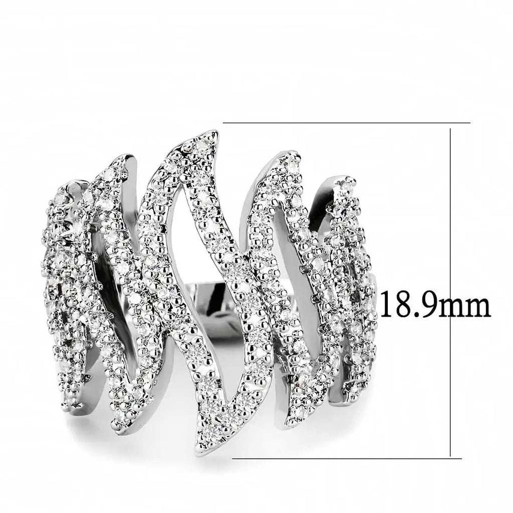3W1467 - Rhodium Brass Ring with AAA Grade CZ in Clear - Alamode - Flyclothing LLC