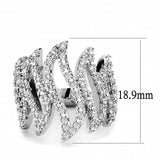 3W1467 - Rhodium Brass Ring with AAA Grade CZ  in Clear - Alamode
