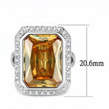 3W1471 - Rhodium Brass Ring with AAA Grade CZ  in Champagne