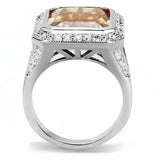 3W1471 - Rhodium Brass Ring with AAA Grade CZ in Champagne - Alamode - Flyclothing LLC