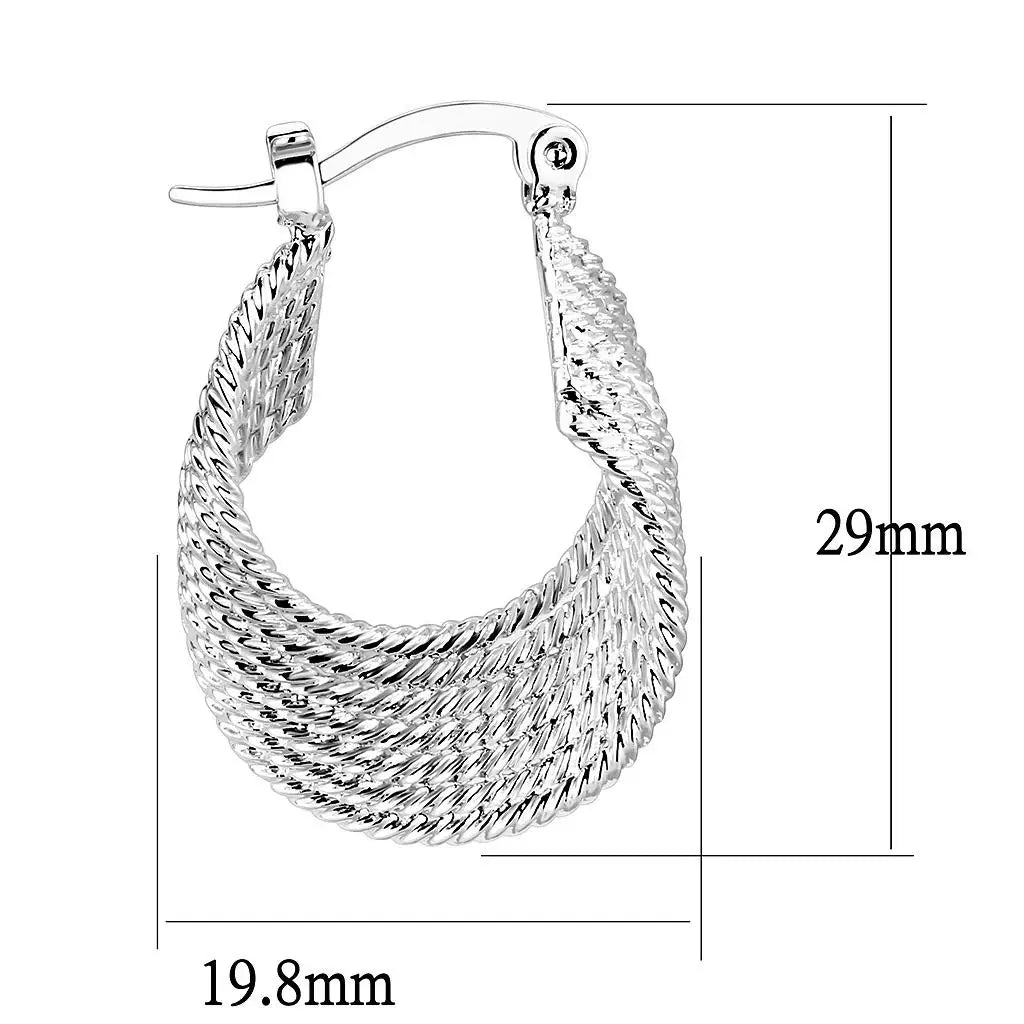 3W1476 - Rhodium Brass Earrings with No Stone - Alamode - Flyclothing LLC